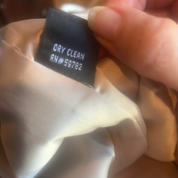 Adrianna Pappel Strapless Lace Knee Length Dress in Color Champagne Size 8P - Picture 9 of 9